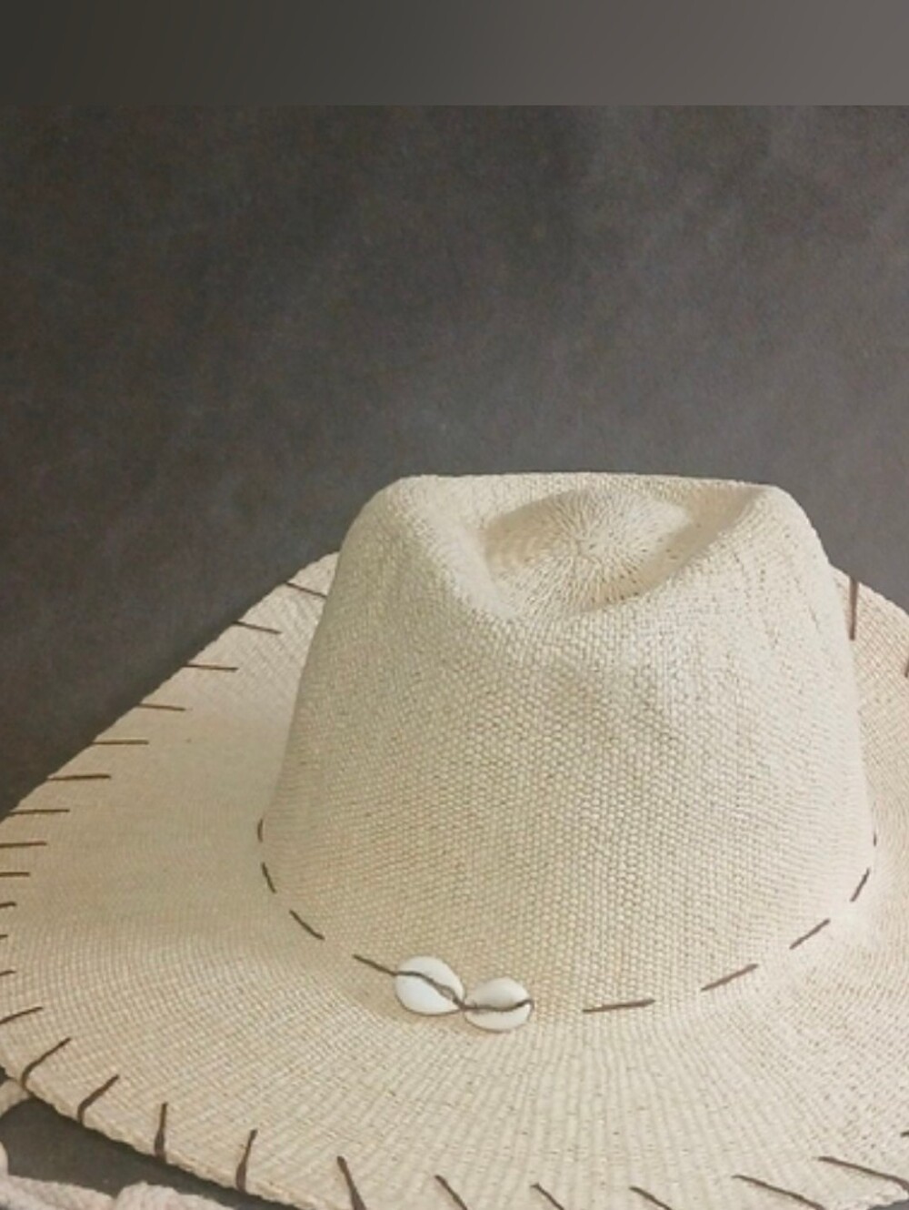 Paper Straw Beach Hat with Shell Accent - Natural NEW